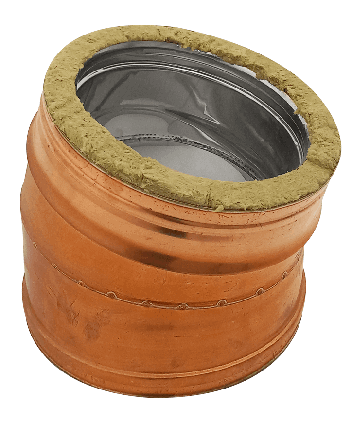 Curva a 15° Rame / Inox AISI 316L doppia parete coibentato lana di roccia